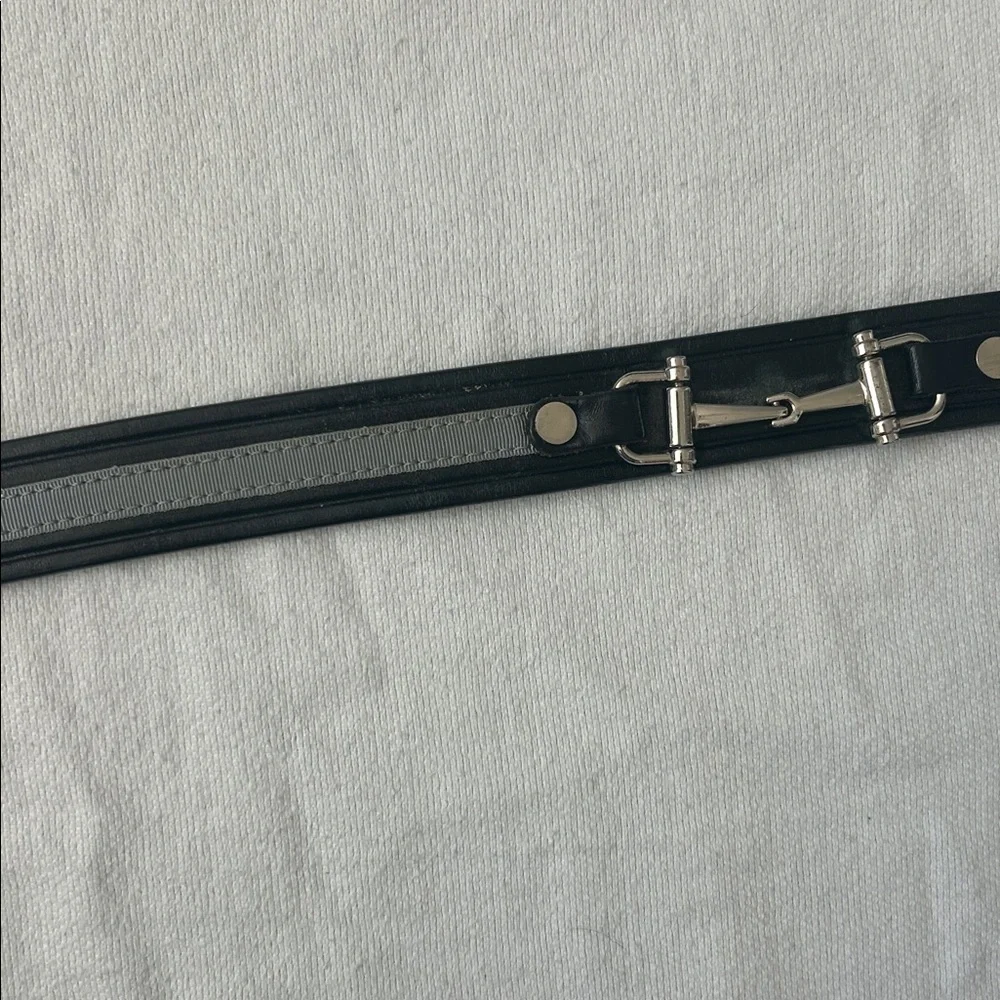 Tory Black Leather Horse bit Women's Belt with Silver Buckle size 28